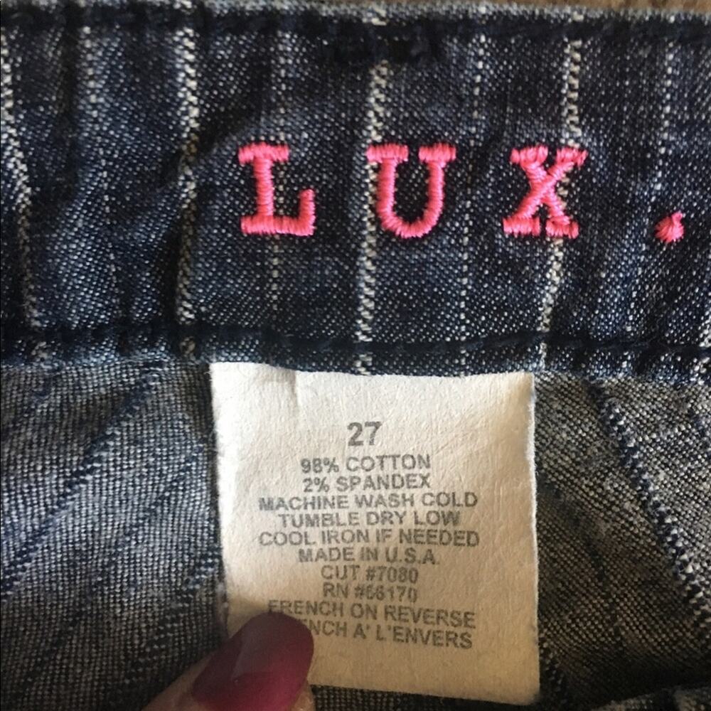 Y2K Lux Skinny Tapered Leg Zip Ankle Super Skinny Jeans EUC Marked 27 fits 26 - Picture 3 of 7